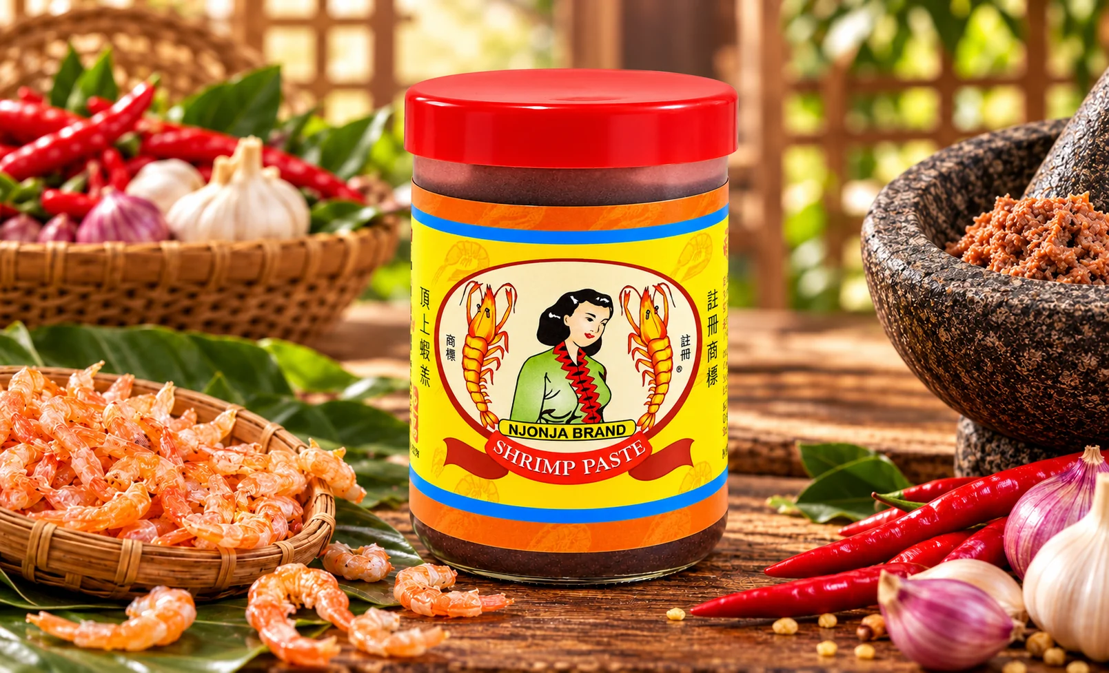 Njonja Brand Shrimp Paste product presentation